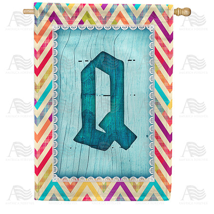 America Forever Multi Color Chevron Monogram House Flag