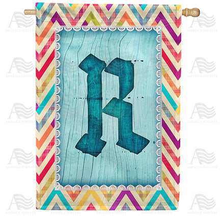 America Forever Multi Color Chevron Monogram House Flag