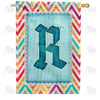 America Forever Multi Color Chevron Monogram House Flag