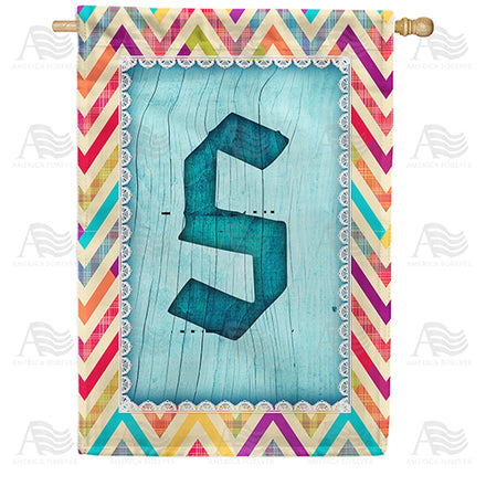 America Forever Multi Color Chevron Monogram House Flag