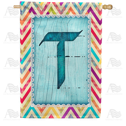 America Forever Multi Color Chevron Monogram House Flag