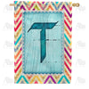 America Forever Multi Color Chevron Monogram House Flag