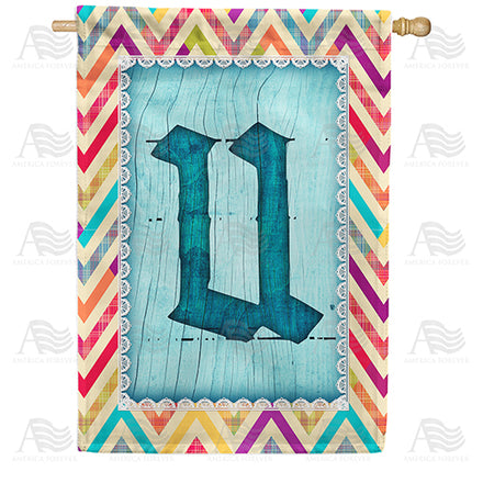America Forever Multi Color Chevron Monogram House Flag