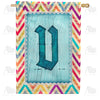 America Forever Multi Color Chevron Monogram House Flag