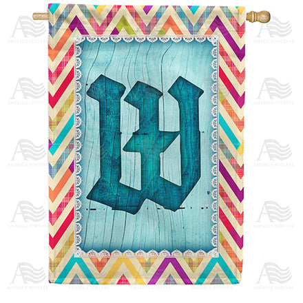 America Forever Multi Color Chevron Monogram House Flag