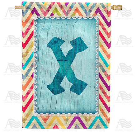America Forever Multi Color Chevron Monogram House Flag