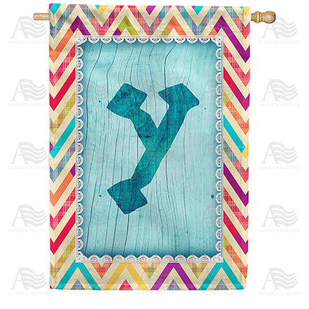 America Forever Multi Color Chevron Monogram House Flag