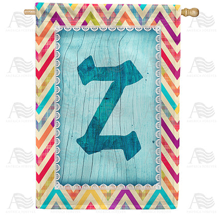 America Forever Multi Color Chevron Monogram House Flag