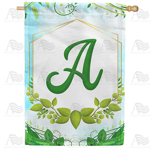 America Forever Rose Greenery Monogram House Flag