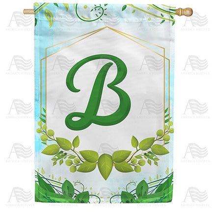 Rose Greenery Monogram House Flag