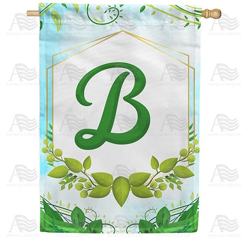 Rose Greenery Monogram House Flag