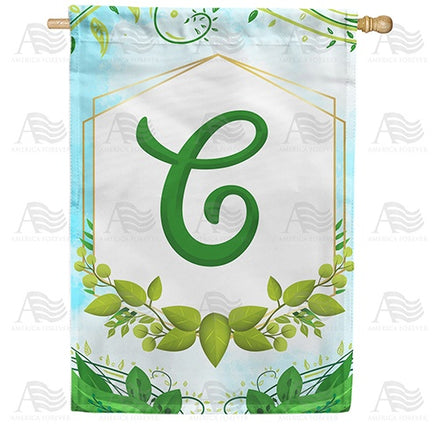 Rose Greenery Monogram House Flag