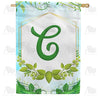 Rose Greenery Monogram House Flag