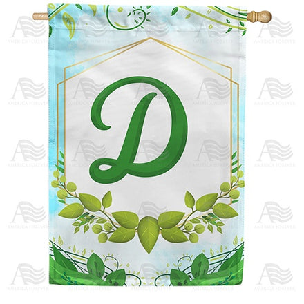 Rose Greenery Monogram House Flag