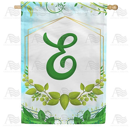 Rose Greenery Monogram House Flag