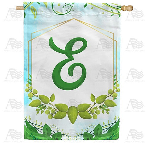 Rose Greenery Monogram House Flag