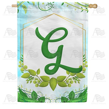 Rose Greenery Monogram House Flag