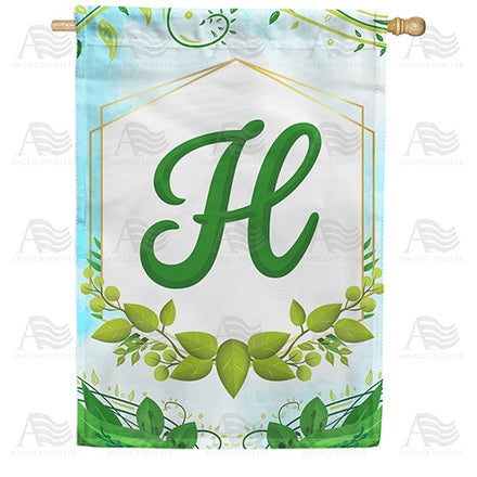 Rose Greenery Monogram House Flag