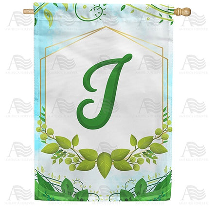 Rose Greenery Monogram House Flag