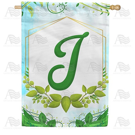Rose Greenery Monogram House Flag