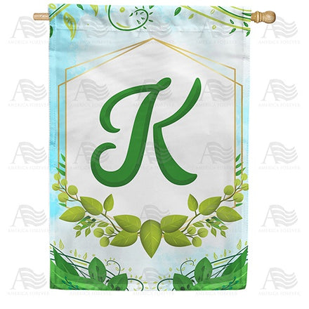 Rose Greenery Monogram House Flag