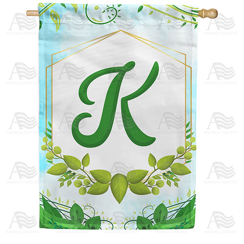 America Forever Rose Greenery Monogram House Flag