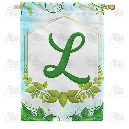 Rose Greenery Monogram House Flag