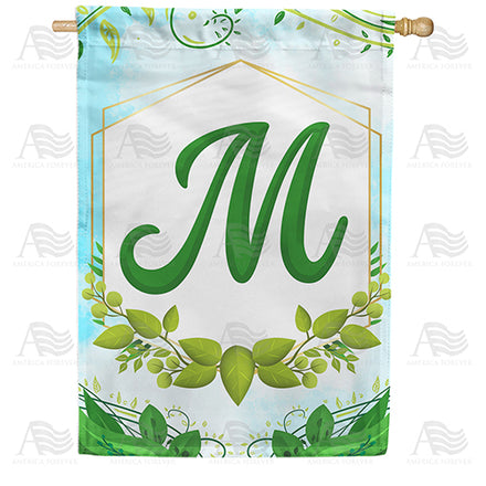America Forever Rose Greenery Monogram House Flag