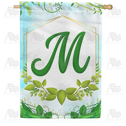 Rose Greenery Monogram House Flag
