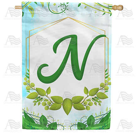 America Forever Rose Greenery Monogram House Flag