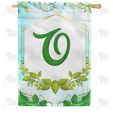Rose Greenery Monogram House Flag