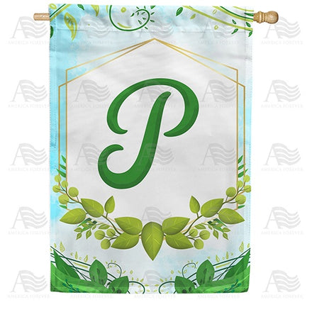 Rose Greenery Monogram House Flag