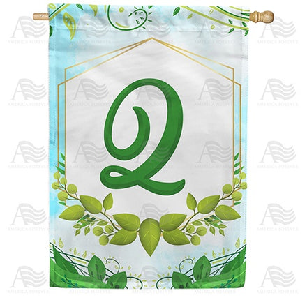 Rose Greenery Monogram House Flag