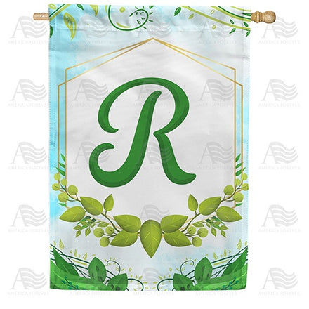 Rose Greenery Monogram House Flag