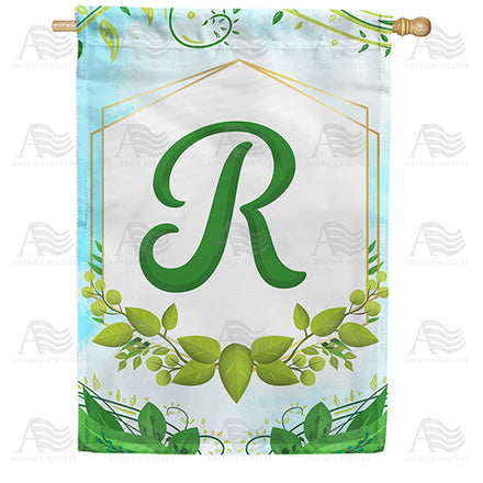 America Forever Rose Greenery Monogram House Flag