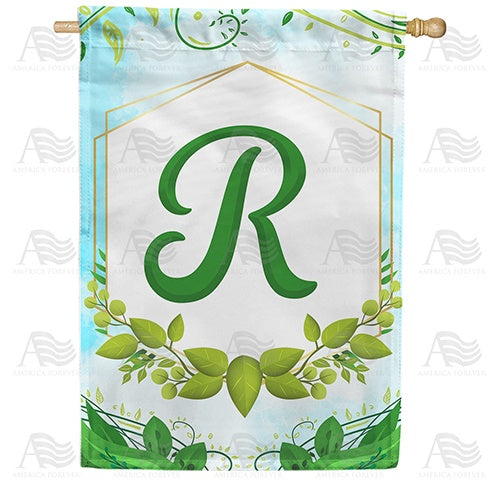Rose Greenery Monogram House Flag