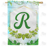Rose Greenery Monogram House Flag