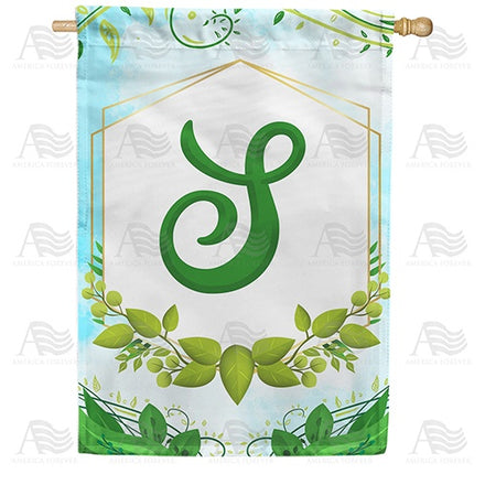 Rose Greenery Monogram House Flag