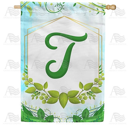 Rose Greenery Monogram House Flag
