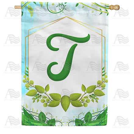 America Forever Rose Greenery Monogram House Flag