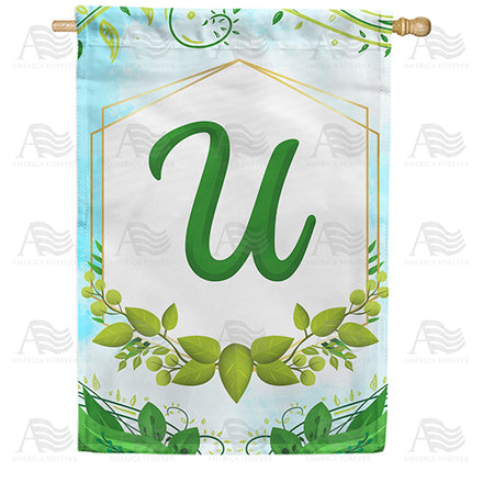 America Forever Rose Greenery Monogram House Flag