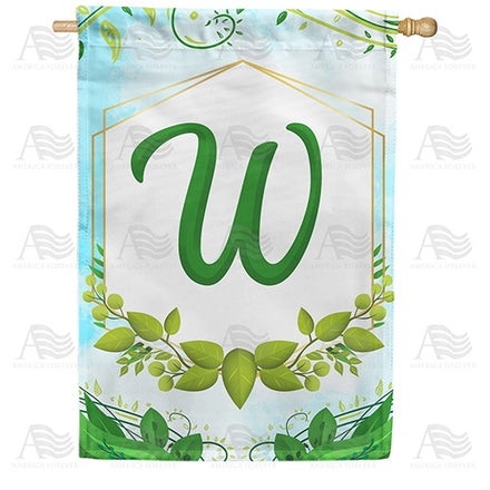 Rose Greenery Monogram House Flag