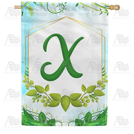 Rose Greenery Monogram House Flag