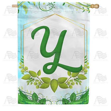 Rose Greenery Monogram House Flag