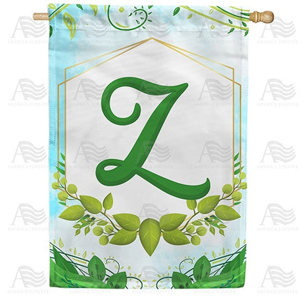 Rose Greenery Monogram House Flag