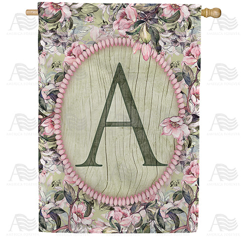 America Forever Pink Petals Monogram House Flag