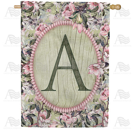 America Forever Pink Petals Monogram House Flag