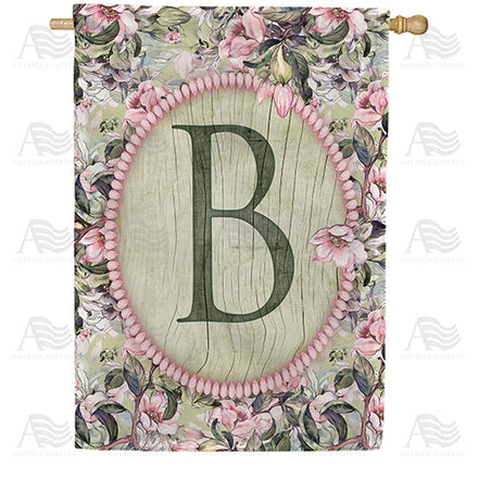 America Forever Pink Petals Monogram House Flag
