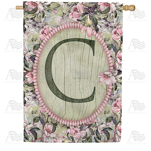 America Forever Pink Petals Monogram House Flag