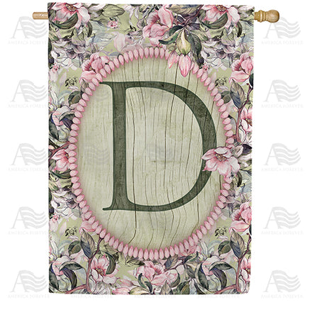 America Forever Pink Petals Monogram House Flag